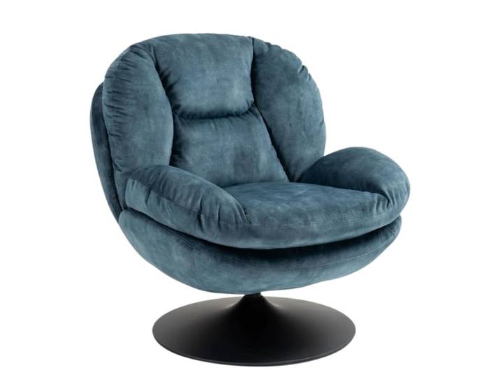 Fauteuil pivotant en velours bleu