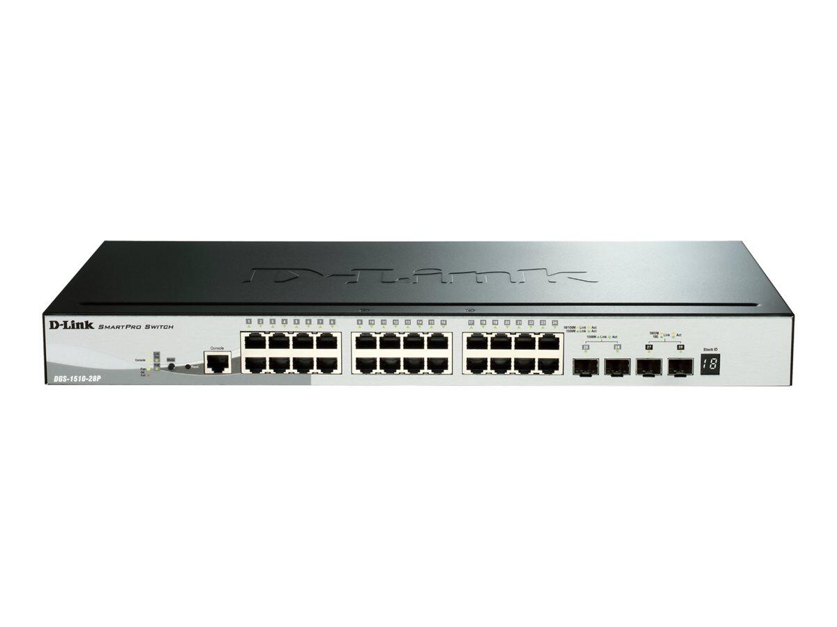 D-Link DGS-1510-28P/E, 28-Port Smart Managed PoE Gigabit Stack Switch