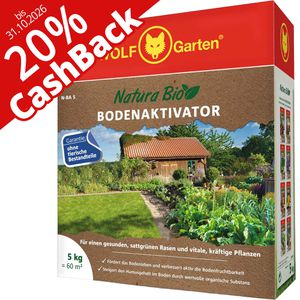 Wolf-Garten Dünger N-BA 5 Natura Bio Bodenaktivator, 20% Cashback, Sofortwirkung, 5 kg für 60 m²