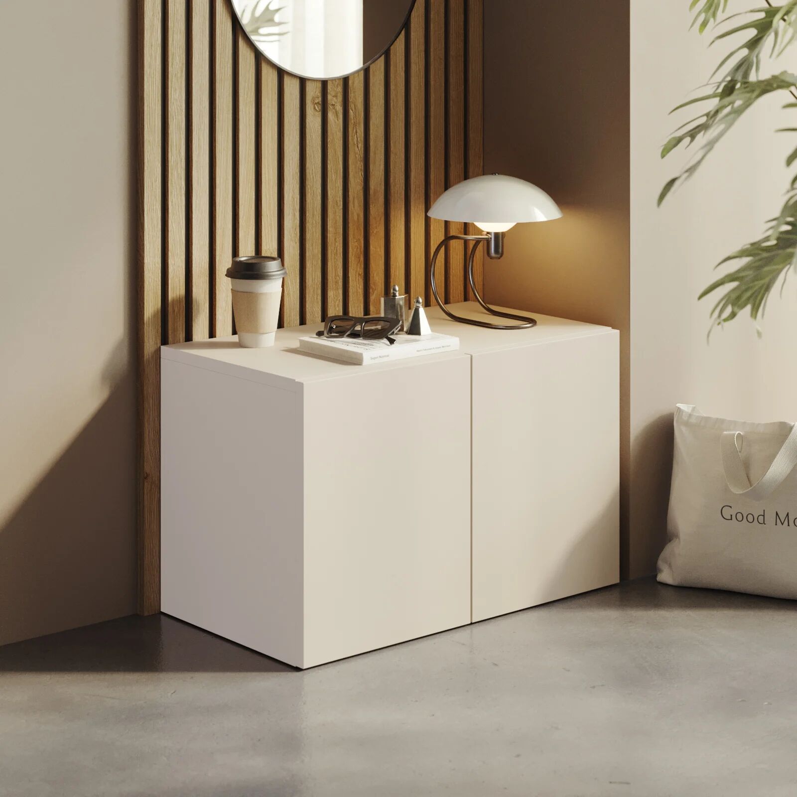 garneroarredamenti Panca da terra ingresso 63x35h cm 2 ante beige cashmere Sunset