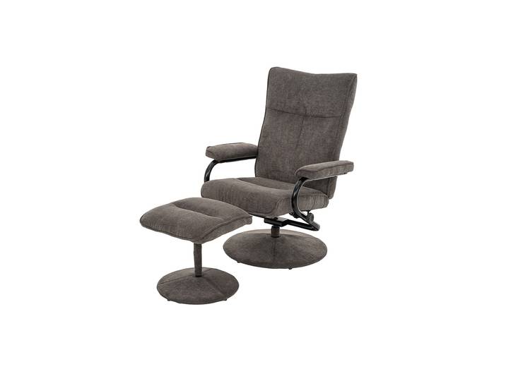 Relaxsessel mit Hocker grau Microfaser - drehbar - MORENA