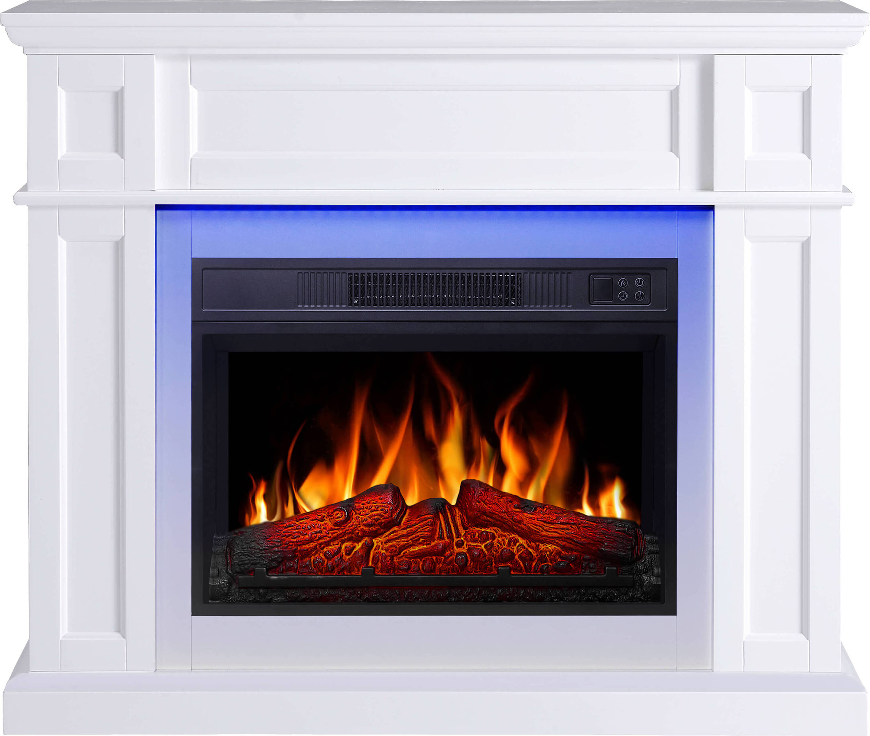 ArtiFlame Elektrokamin LINZ AF23S Elektrischer Standkamin mit Heizung 18W realistischer Flammeneffekt LED-Beleuchtungin 16 Farben Fernbedienung Weiß