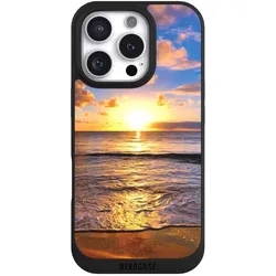 Nivocase Handyhülle für Apple iPhone 16 Pro Hülle NIVOpure Case Schwarz Meer Sonnenuntergang Strand (Apple iPhone 16 Pro), Smartphone Hülle, Schwarz