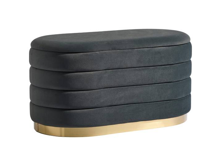 Mid.you Hocker, Dunkelgrau, Metall, oval, 80x42x42 cm, Stauraum, Wohnzimmer, Hocker, Sitzhocker