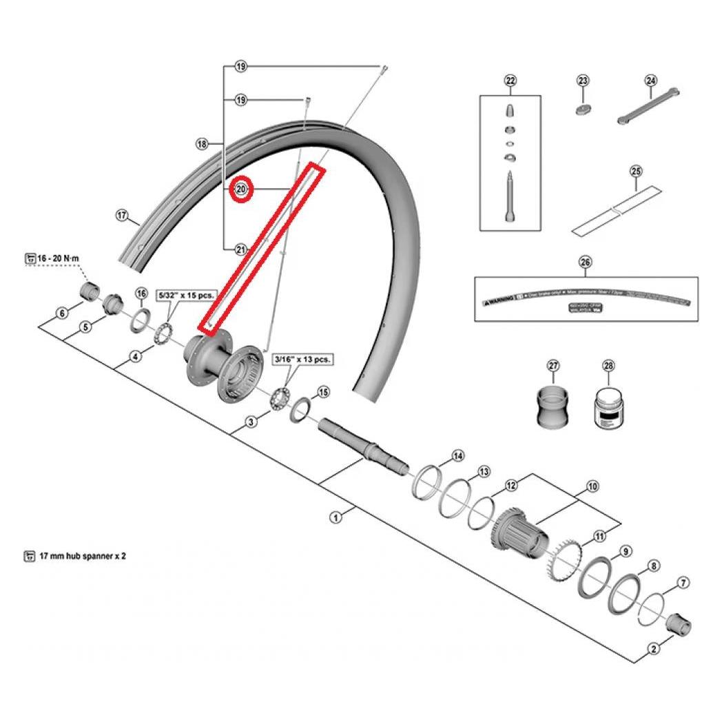 Shimano WH-RX880-TL-R12 Speiche (280 mm) (39187175)