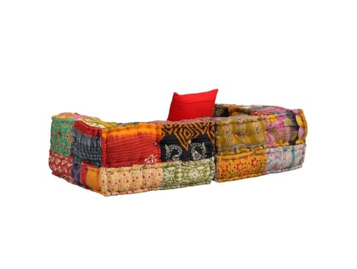 KTHLBRH Modularer Sitzsack, 2-Sitzer, Patchwork-Stoff, mehrfarbig, 140 x 70 100 % Baumwolle, Füllung aus Schaumstoff und Polyester, 1 Kissen inklusive, Sitzfläche 100 cm breit