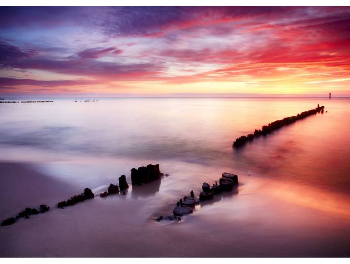 Fototapete PAPERMOON Ocean Beach at Sunset , bunt, B:2m L:1,49m, Vlies, Tapeten, Fototapete
