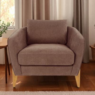 "32.3"" Polyester Accent Armchair with Back Pillow and Rubber Legs and Compact Design"