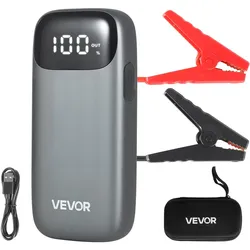 VEVOR Starthilfe Powerbank, Starthilfegerät 6000A Spitzenstrom mit LED-Taschenlampe & Kabel für Motor bis zu 10L Diesel/Benzin, Autobatterie Booster mit Schnellladung & Sicherheitsschutz für Notfall