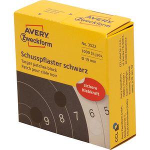 Zweckform Sticker 3522 Schusspflaster schwarz, auf Rolle, 1000 Aufkleber, 1000 Stück