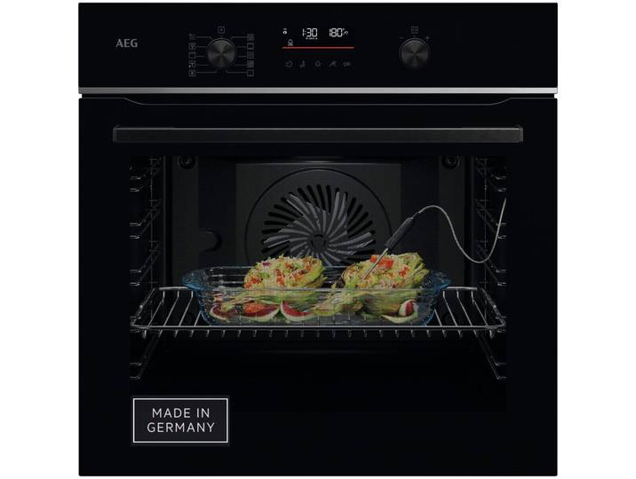 AEG Pyrolyse Backofen TA5PB50WAB , Energieeffizienz: A+, schwarz, B:59,5cm H:59,4cm T:56,7cm, Backöfen, SteamBake-Dampfzugabe für knuspriges, saftiges Gebäck, Made in Germany, Pyrolyse Backofen