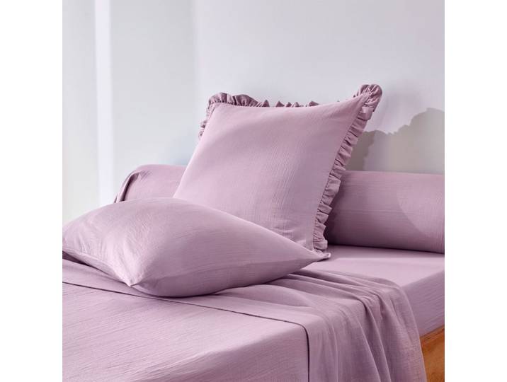 Drap-housse en coton violet parme 160x200x28cm