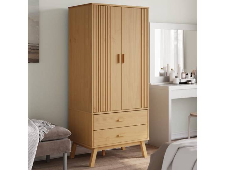 vidaXL Kleiderschrank OLDEN Braun 76,5x53x172 cm Massivholz Kiefer