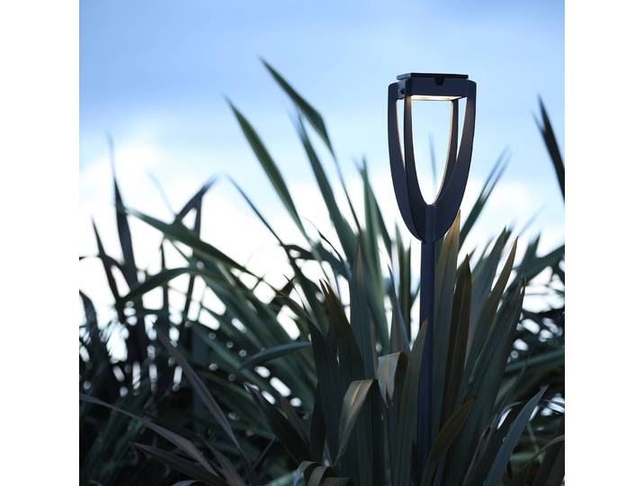 Les Jardins LED-Solarleuchte Tulip mit Erdspieß, anthrazit Tulip, dimmbar, schwarz, Aluminium,