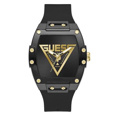 Quarzuhr GUESS "PHOENIX", schwarz (schwarz, goldfarben), Armbanduhren, Herren, Quarzuhr, Armbanduhr, Herrenuhr, Silikonarmband, analog