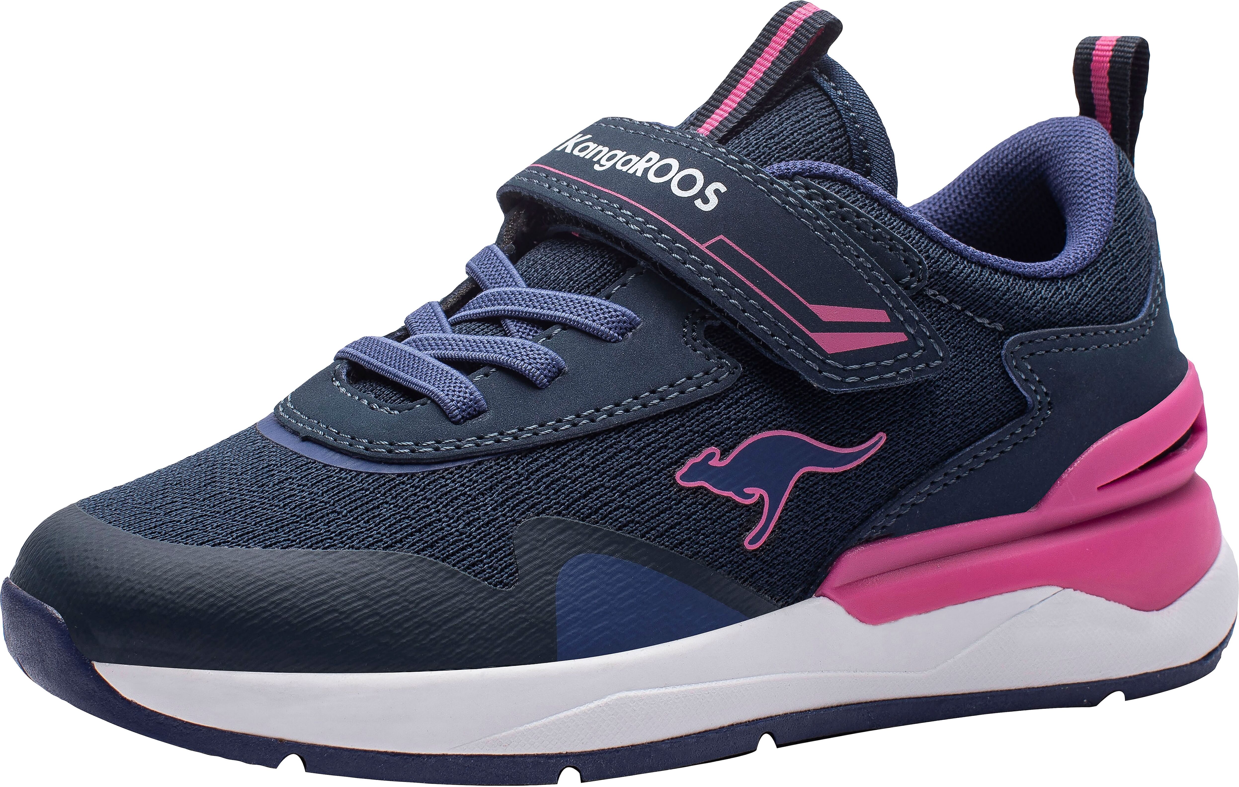 Sneaker KANGAROOS "KD-Gym EV", Jungen, Gr. 40, blau (navy, pink), Textil, Schuhe Sneaker, mit Klettverschluss navy, pink 40