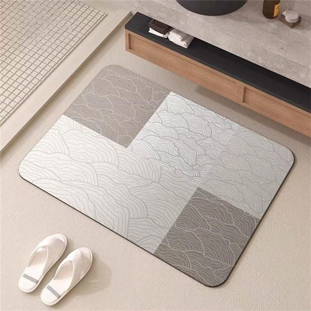 Super absorberende antislip badmat in kiezelgrijs - 70 x 140 cm