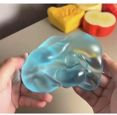 Perfect Picks Market Transparent Apple Maltose Squishy Stress Toy Slow Rising Sensory Fidget sky Blue