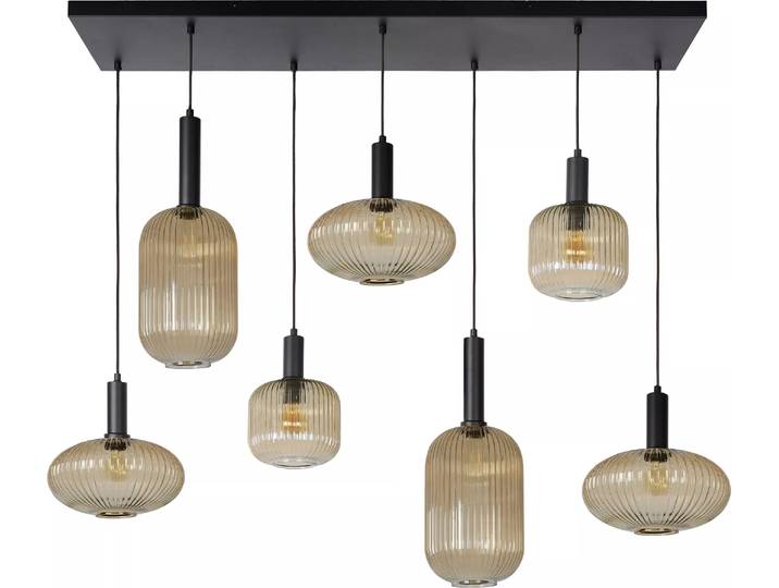 Lucide Retro Lüster 6-flammig dimmbar höhenverstellbar für Esstisch 130x30cm