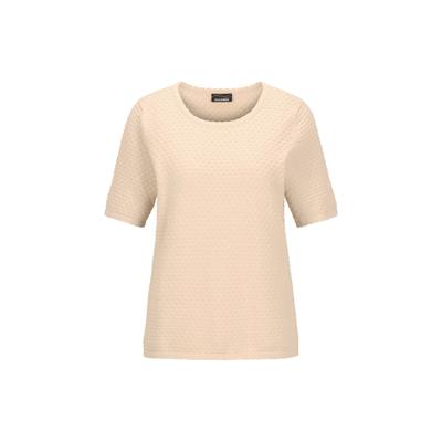 Rundhalspullover GOLDNER "Halbarm Strickshirt mit Rundhals", Damen, Gr. 44, beige, Obermaterial: 100% Baumwolle CO., Modisch, Pullover Rundhalspullover, Rundhalsausschnitt