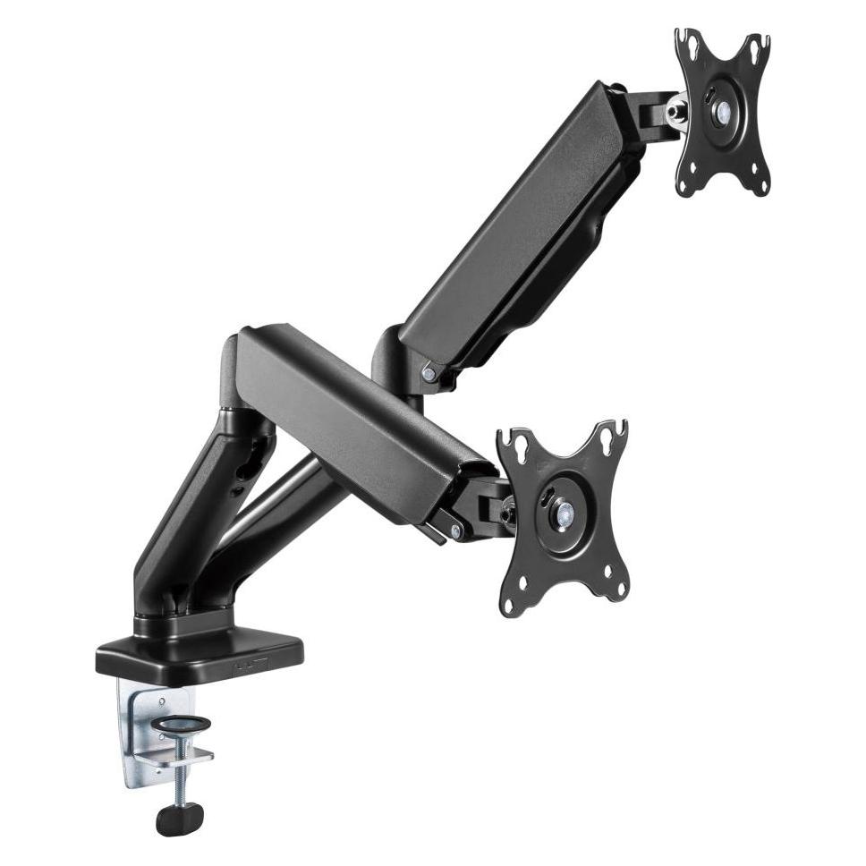 Techly Schreibtischhalterung für 2 LCD TV LED 43-81cm 17-32Zoll Klemme Gasfeder schwarz (Tisch, 32", 9 kg) (ICA-LCD-462B)