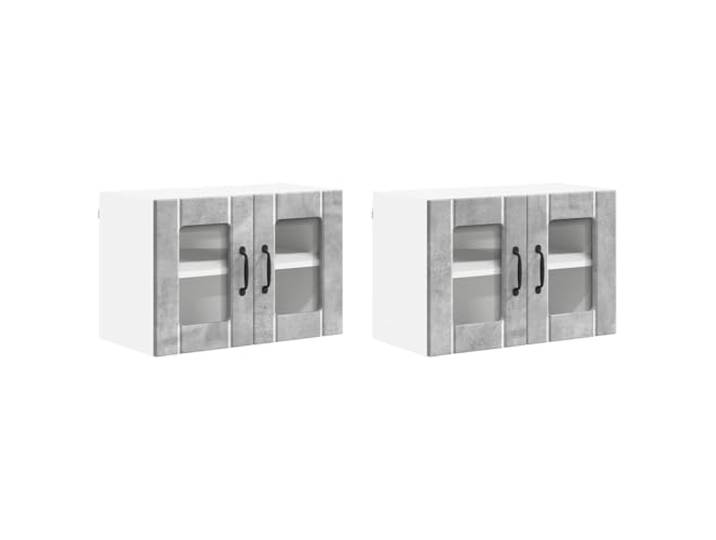 IBUQDDV Wandglas-Schrank Lucca 2 STK. Betongrau Holzwerkstoff Für Innenküchen, rechteckige Form, modernes Design, Holzwerkstoff, robuste Rahmenkonstruktion