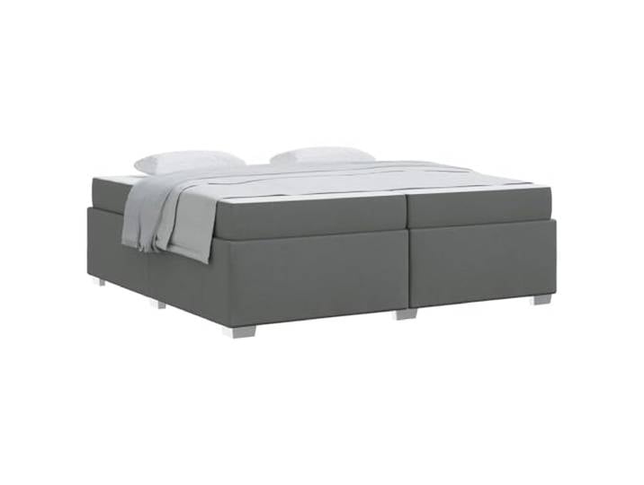 PUGYNBK Bett 200 x 200 cm mit dunkelgrauer Matratze Atmungsaktiver Stoffrahmen, Taschenfederkerne, mittlere Festigkeit, feste Leisten, langlebige Beine