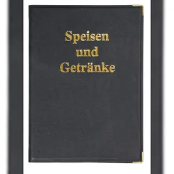 SIGEL SM100 Speisekarten-Mappe für A4, Menükarte, Gummi-Bindung, schwarz mit Goldprägung, strapazierfähig und leicht abwischbar