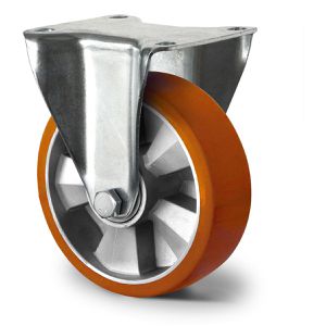 CASCOO Schwerlastrolle Serie BAU5, Bockrolle, 125mm Ø, Polyurethan, Tragkraft 400kg