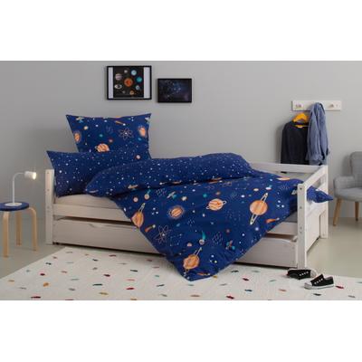 Kinderbettwäsche OTTO HOME "CUDDLEE", blau (weltall), B/L: 135cm x 200cm, 1 Stk., 1 Stk., Renforcé, B/L: 40cm x 80cm, 2, Renforcé, Obermaterial: 100% Baumwolle, Bettwäsche, in vielen Designs: Dino,Einhorn,Weltraum,Baustelle,Herz,Trecker,Safari