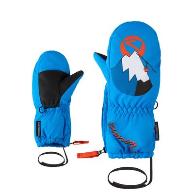 Fäustlinge ZIENER "LEPRINT-Z AQUASHIELD Kinder", Baby, Gr. 2, blau (persian blau), Kunstfaser, Handschuhe Fäustlinge, warm, wasserdicht, windddicht, atmungsaktiv, langer Reißverschluss