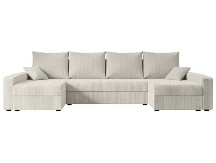 ALTDECOR Ecksofa mit Schlaffunktion U-Form Alesia-U 301x140x90 - Creme