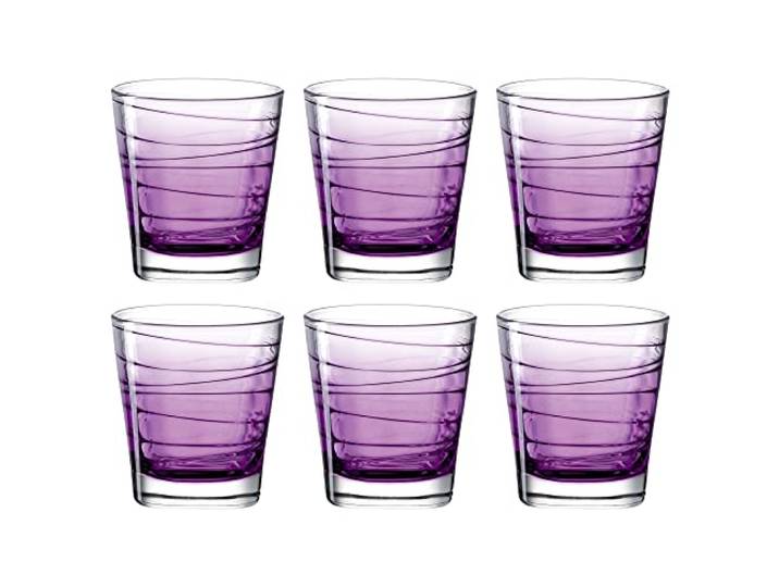 Leonardo Vario Struttura Trink-Gläser 6er Set, spülmaschinenfeste Wasser-Gläser, bunte Trink-Becher aus Glas, Getränke-Set, lila, 250 ml, 026843