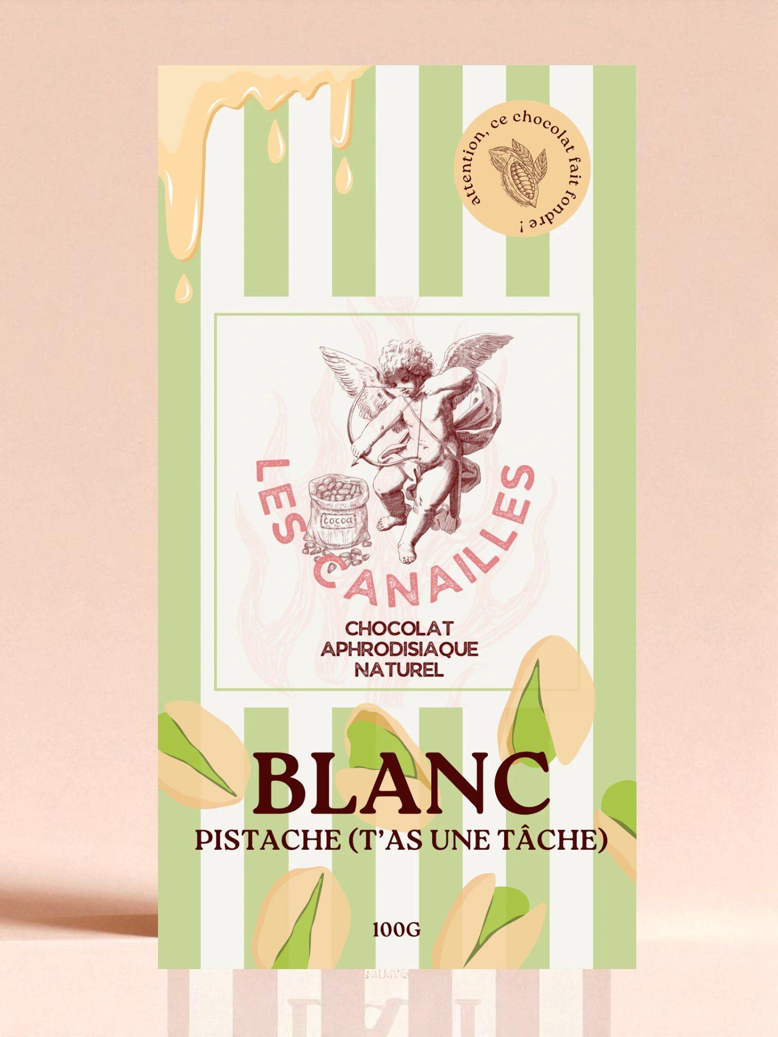 Les Canailles Tablette Aphrodisiaque Chocolat Blanc Pistache - 100g