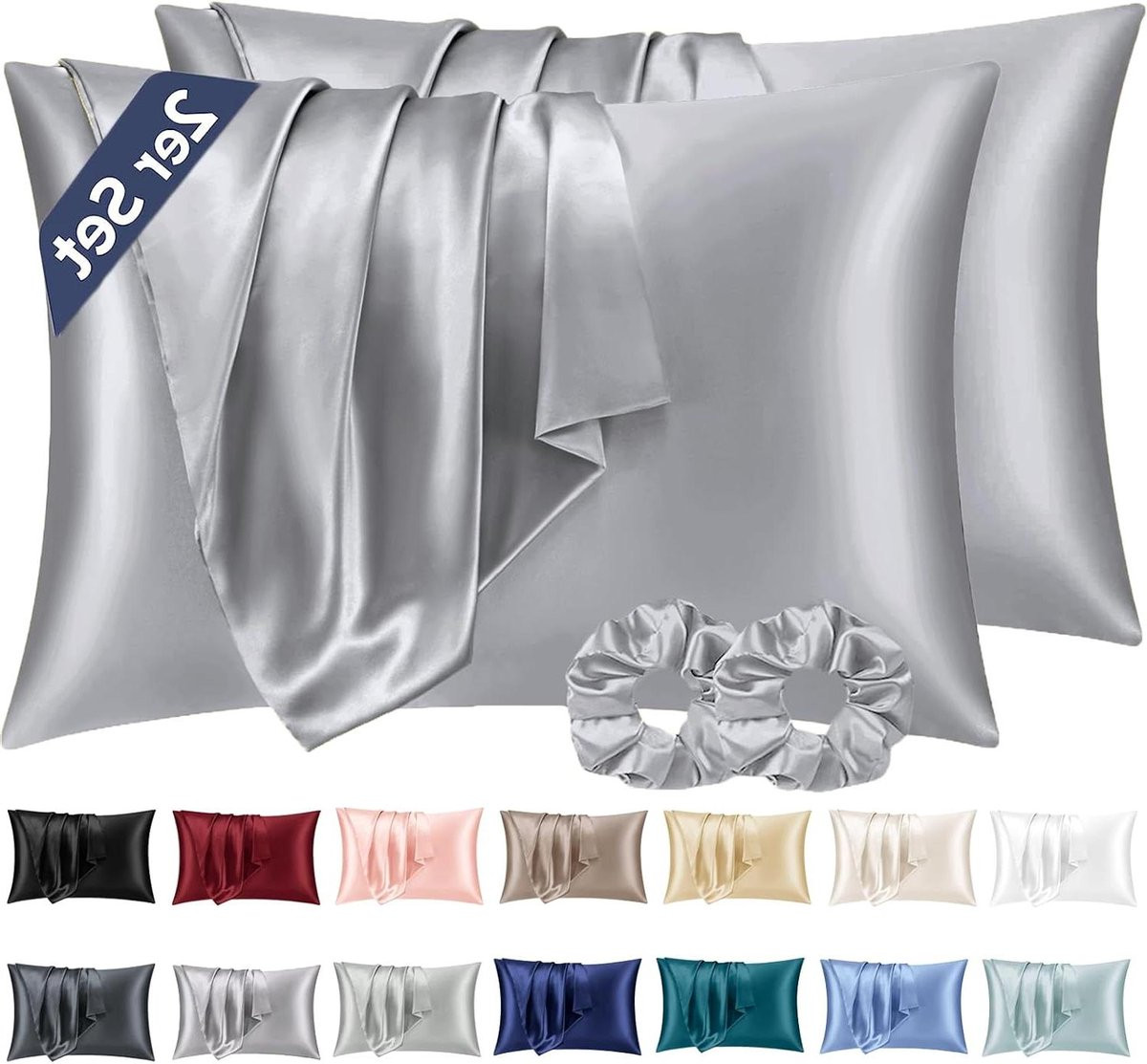 Grijs Satijnen Kussensloop voor haar- en huidverzorging - 50x70 cm