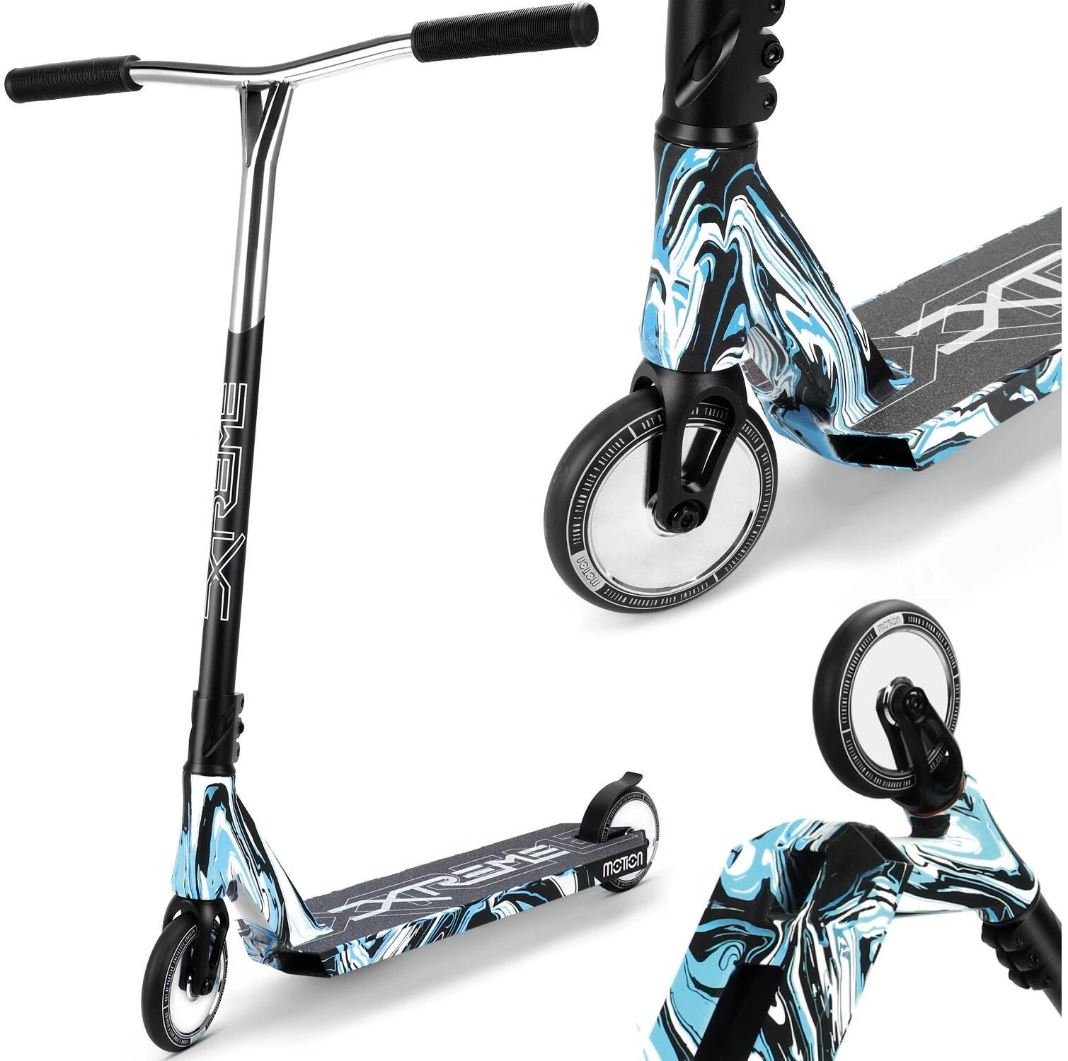 Scooter "Motion Xtreme Wave", bunt (blau, schwarz), Roller, KinderB:59cm, Scooter, B:59cm blau, schwarz Einheitsgröße