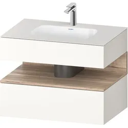 Duravit Qatego Einbauwaschtisch mit Konsolenwaschtischunterbau Eiche Marmoriert & Weiß Matt & Superm QA4785055840000