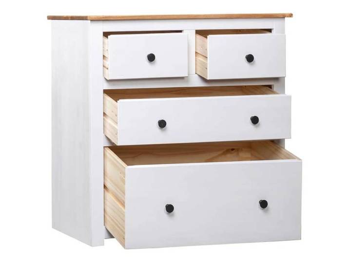 Soldes août 2026 Buffet Bas 1 PC - grand stockage - Buffet Bahut/commode - Blanc 80x40x83cm Pin Gamme Panama 2500092344
