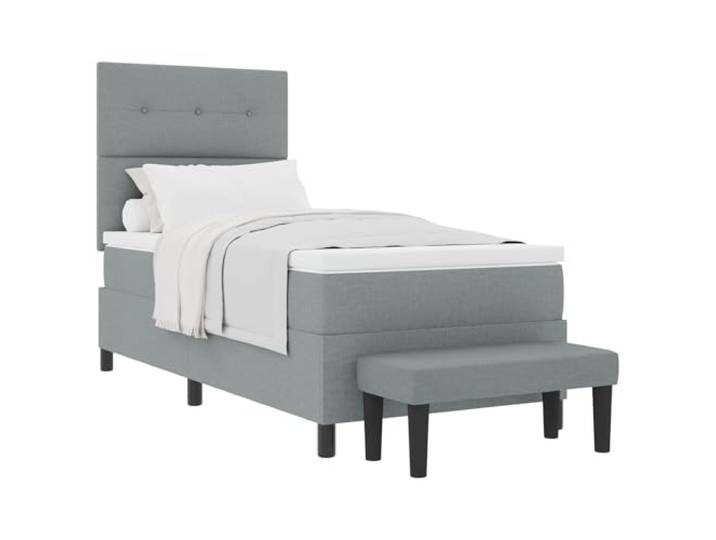 PUGYNBK Boxspringbett, 90 x 200 cm, hellgrau, Stoff Verstellbares Kopfteil, mittlere Festigkeit, Holz, atmungsaktiv