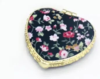 Fusion Finds Vintage Compact Makeup Mirror Floral Double Sided Pocket Mirror For Travel & Daily Touch Ups love black
