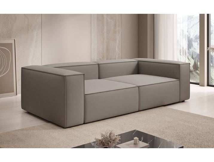 Designer Sofa Lesley 3 Sitzer in Stoff - Grau - Stoff - Luxusbetten24