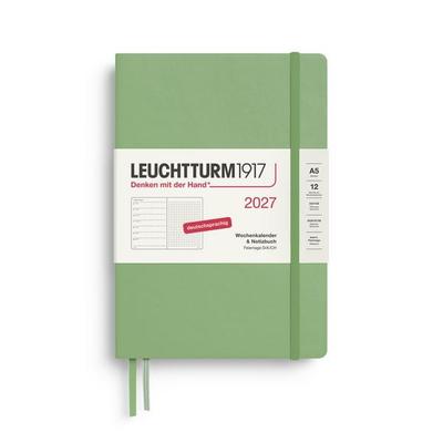 Wochenkalender & Notizbuch Dotted Medium (A5) 2027, Salbei, Deutsch