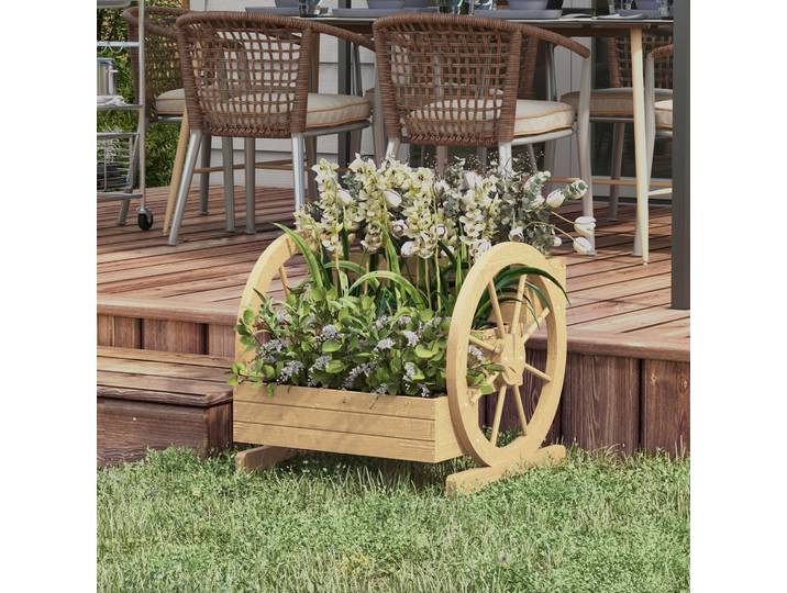 Outsunny Jardinière 3 Étages Bois Sapin avec Roues