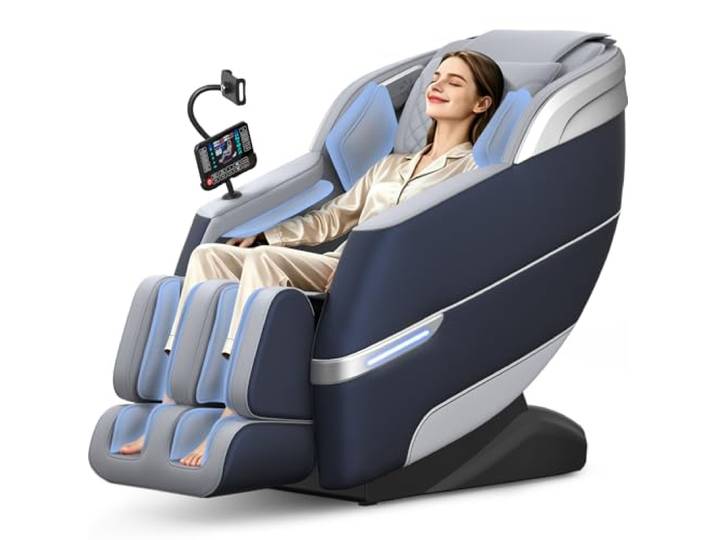 YONISEE 4D Massagesessel Ganzkörpermassage mit SL-Schiene, Sprachsteuerung 11 Programme, Zero Gravity,16 Airbags, Beheizbar, KI Sprachsteuerung und Bluetooth Lautsprecher,Fußrollenmassage