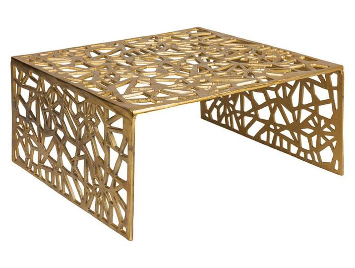 Couchtisch Aluminium Gold 60x60 cm, Design-Sofatisch Handmade