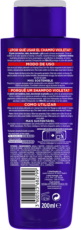 L'Oréal París Elvive COLOR-VIVE Violeta shampoo tonificante 200 ml