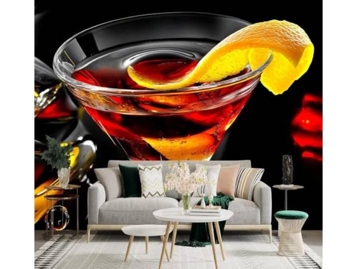 XLMING 3D Tapeten Schlichtes Dreidimensionales Weinglas Rot Für Cocktails Luxuriöse Seide Deko Aufkleber Geeignet für Restaurants Sofas Wohnzimmer Schlafzimmer Sowie alle Wände Wandbilder-430cm×300cm