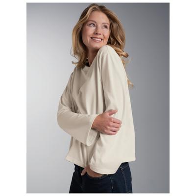 Longsleeve TRIGEMA "TRIGEMA Langarmshirt mit ausgestellten Ärmeln", Damen, Gr. S, beige (natur), Single Jersey, 100% Baumwolle, Basic, Rundhals, Shirts