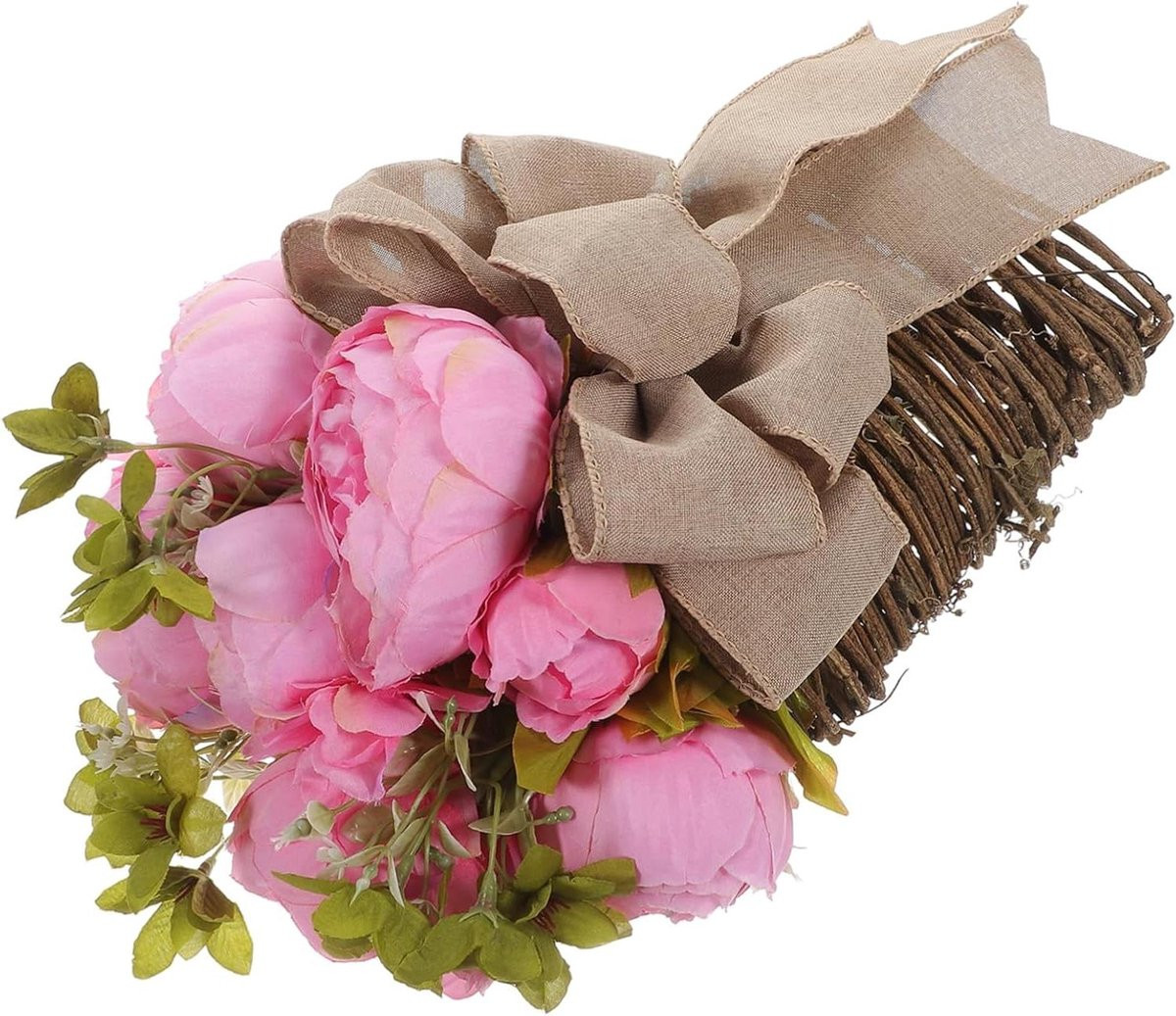 Roze kunstplant met mand - Levensechte hangplant voor woondecoratie - 25 x 13,5 cm