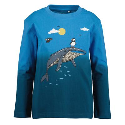Langarmshirt BLUE SEVEN "Langarmshirt", Jungen, Gr. 110, 6580, cyan, 100% Baumwolle, normal, Rundhals, Shirts Langarmshirt